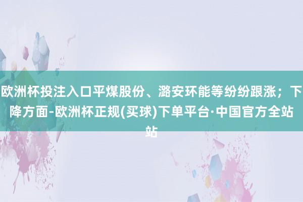 欧洲杯投注入口平煤股份、潞安环能等纷纷跟涨；下降方面-欧洲杯正规(买球)下单平台·中国官方全站