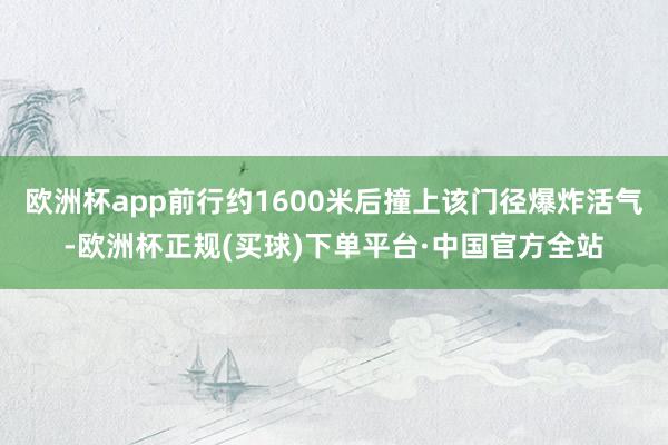 欧洲杯app前行约1600米后撞上该门径爆炸活气-欧洲杯正规(买球)下单平台·中国官方全站