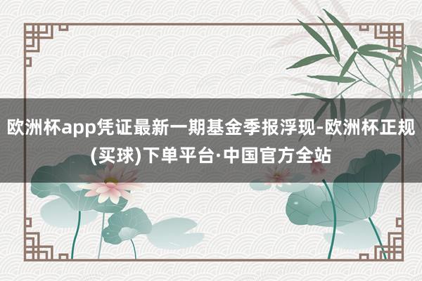 欧洲杯app凭证最新一期基金季报浮现-欧洲杯正规(买球)下单平台·中国官方全站