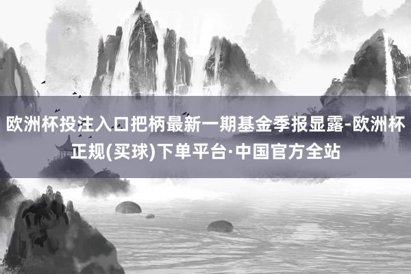 欧洲杯投注入口把柄最新一期基金季报显露-欧洲杯正规(买球)下单平台·中国官方全站